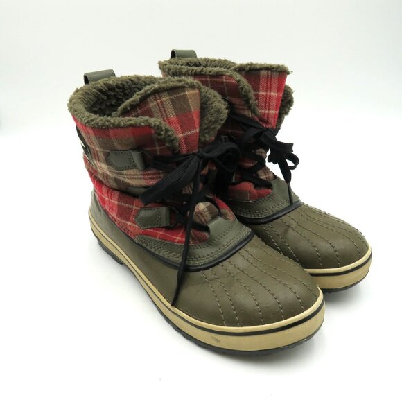 Sorel Boots Womens Size 9 Plaid Waterproof Fur Lined Winter Duck NL1549 - Picture 1 of 9